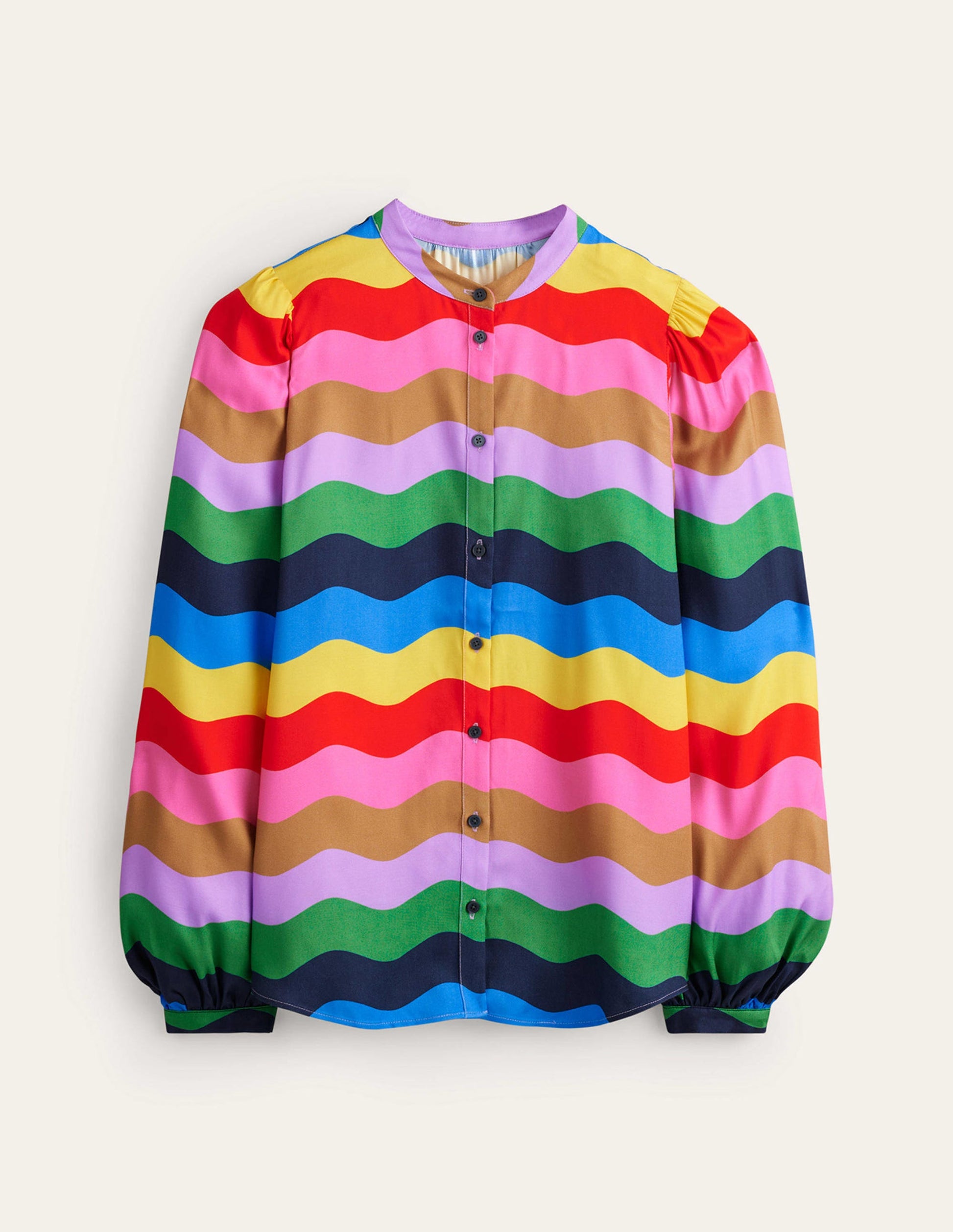 Blouson Sleeve Blouse-Multi, Rainbow Wave-6