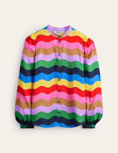Blouson Sleeve Blouse-Multi, Rainbow Wave-6