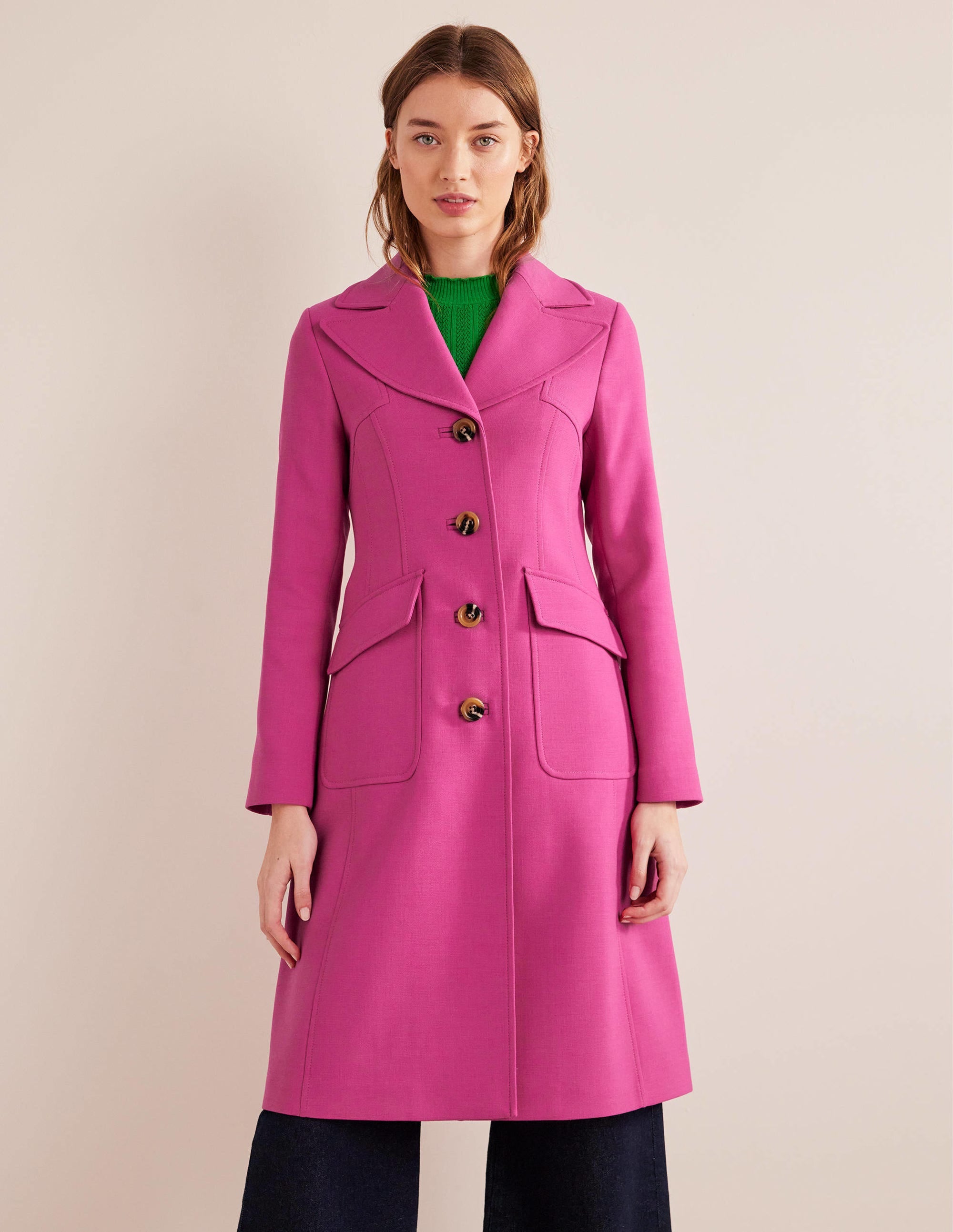 Fitted Wool Blend Maxi Coat-Pink - Image 2