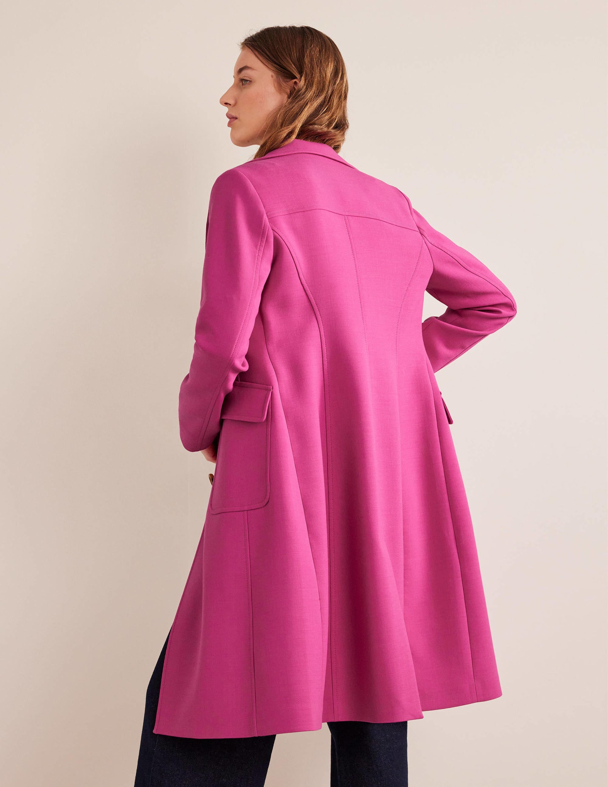 Fitted Wool Blend Maxi Coat-Pink - Image 4
