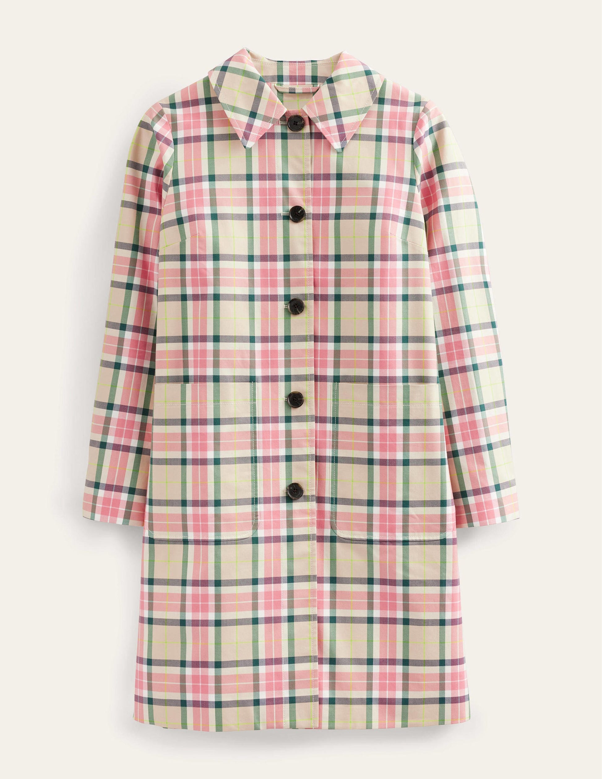 Collared Check Cotton Coat-Check-5