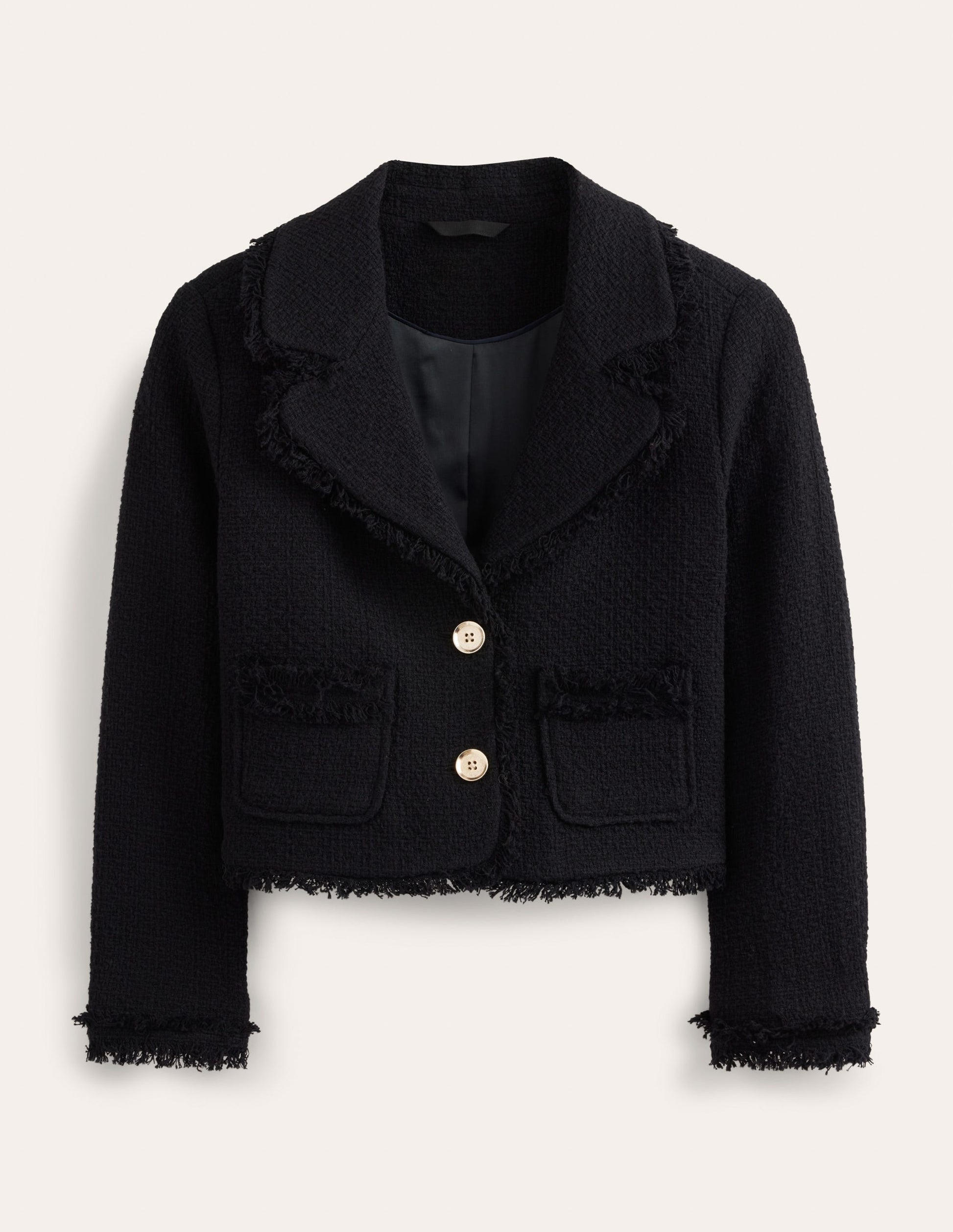 Textured Fitted Cropped Jacket-Black-6