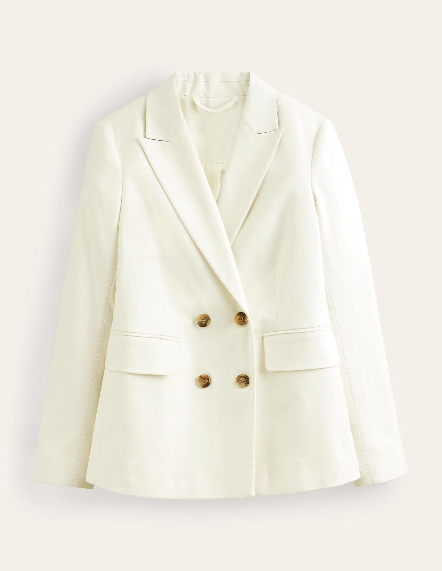 Double Breasted Twill Blazer-Ivory