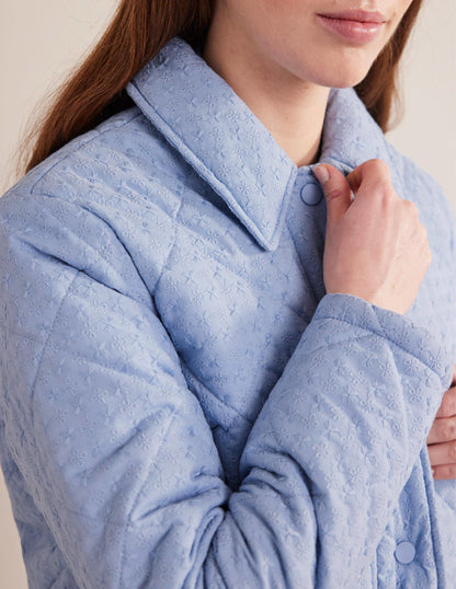Broderie Quilted Cotton Jacket-Chambray-5