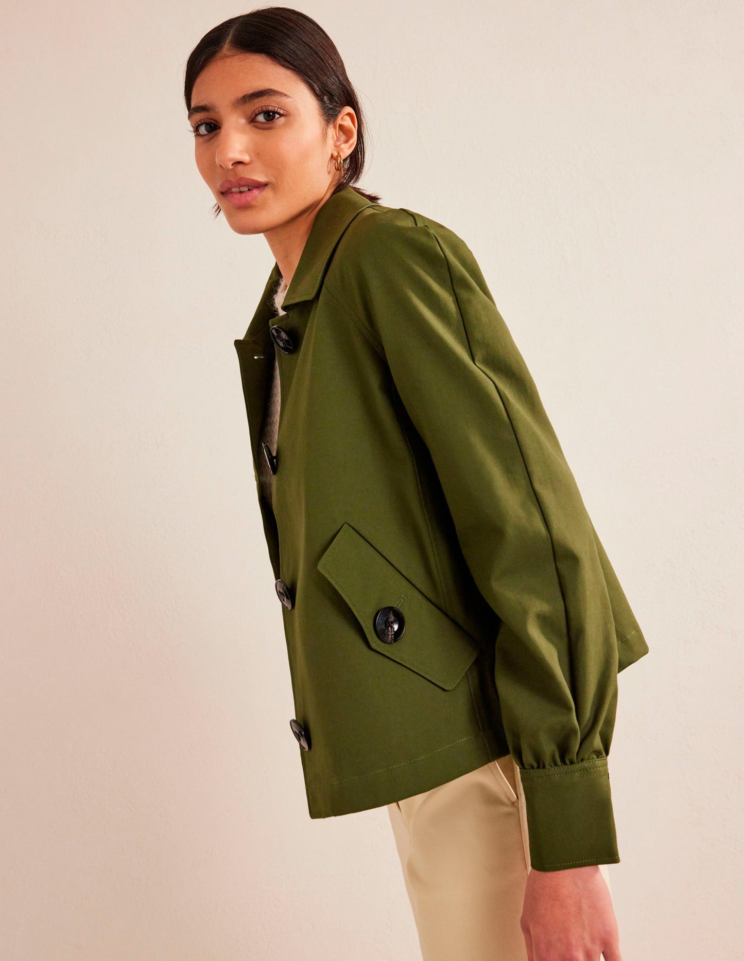 Cotton Trench Jacket-Yew