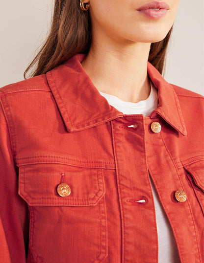 Cropped Casual Cotton Jacket-Tomato-2