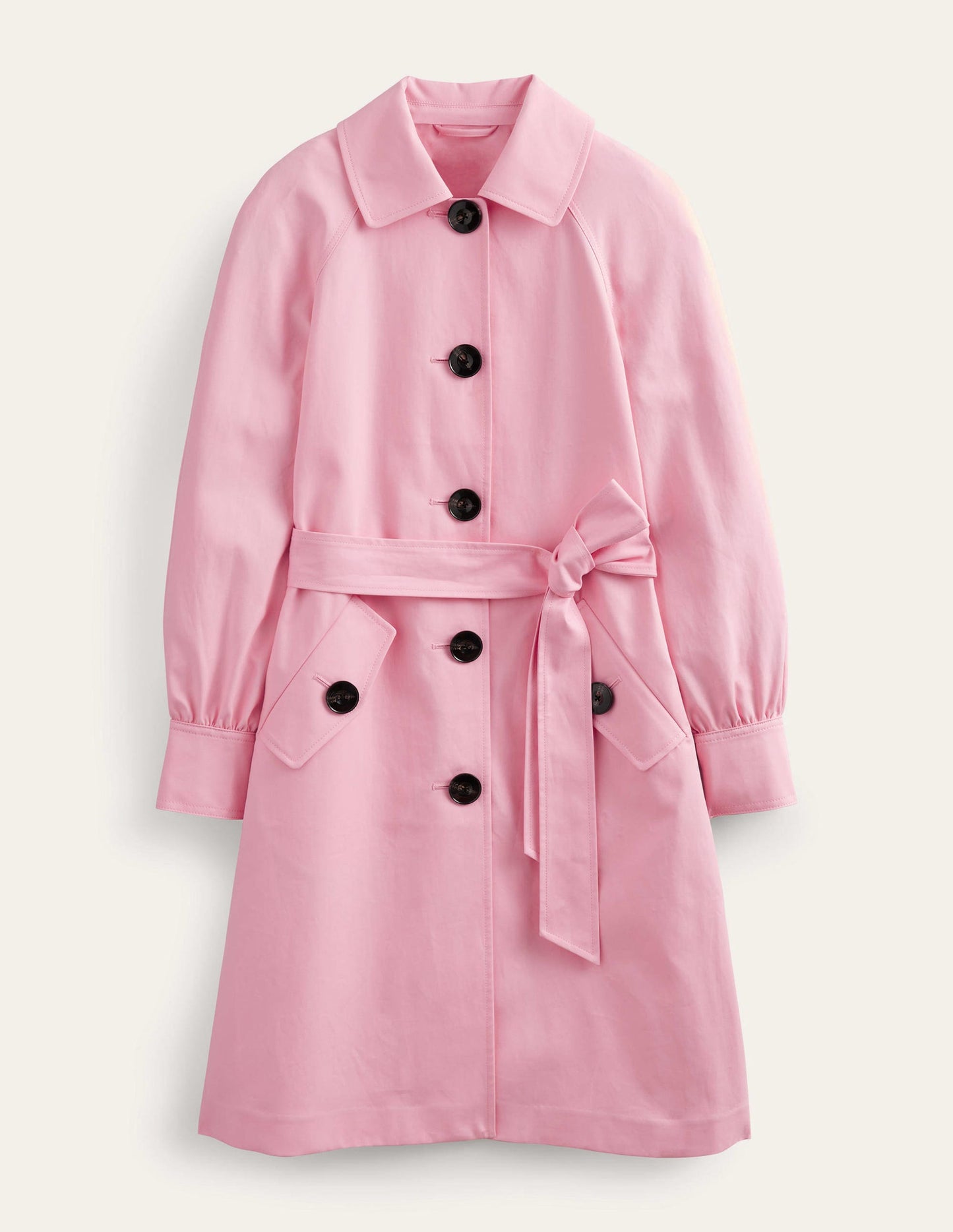 Belted Trench Coat-Pink