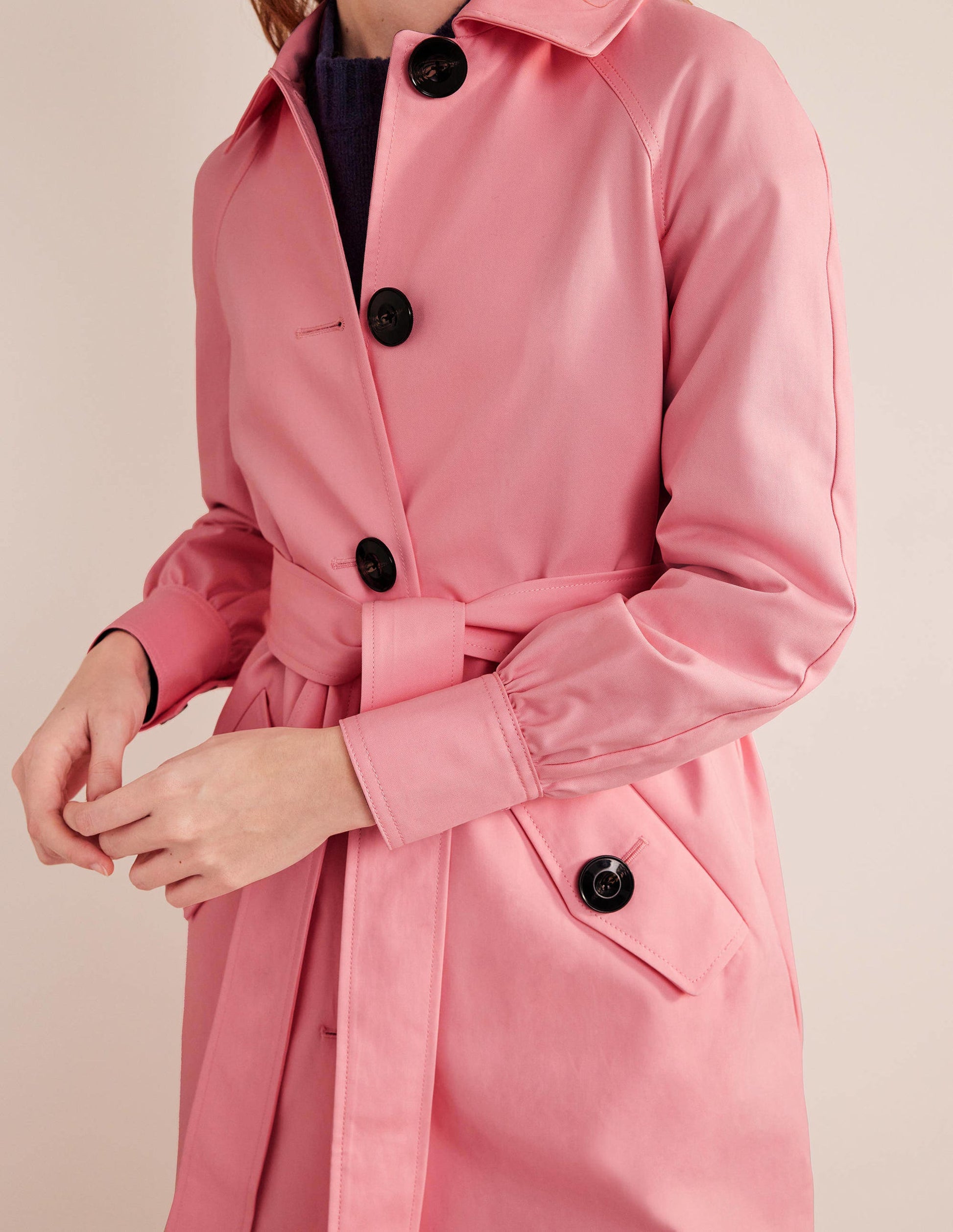 Belted Trench Coat-Pink-2