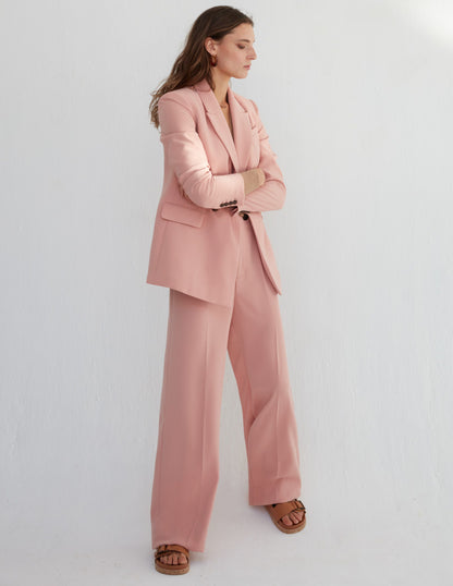 Double Breasted Crepe Blazer-Rose Pink-6