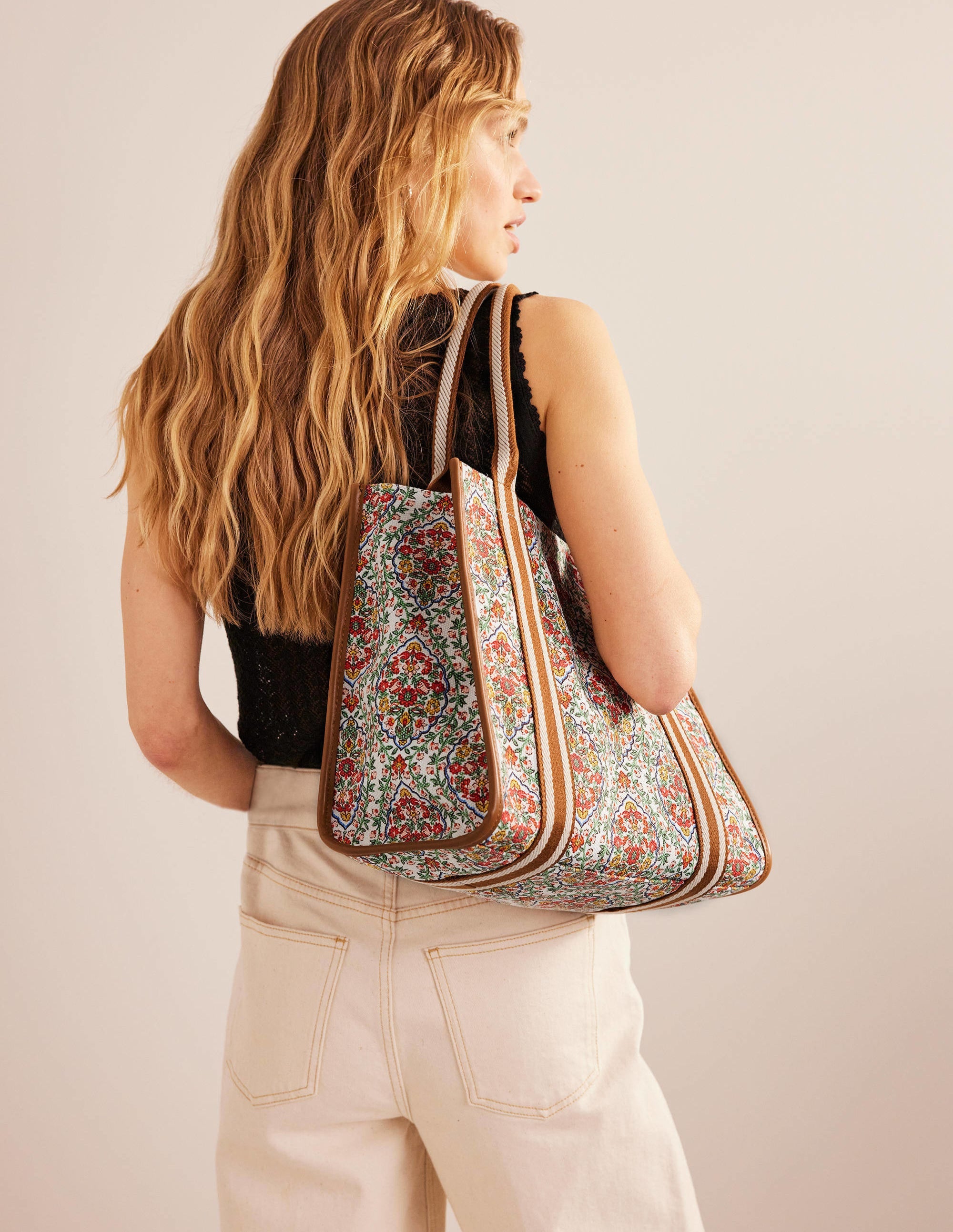 Tilda Canvas Tote Bag-Multi Vine, Terrace - Image 1