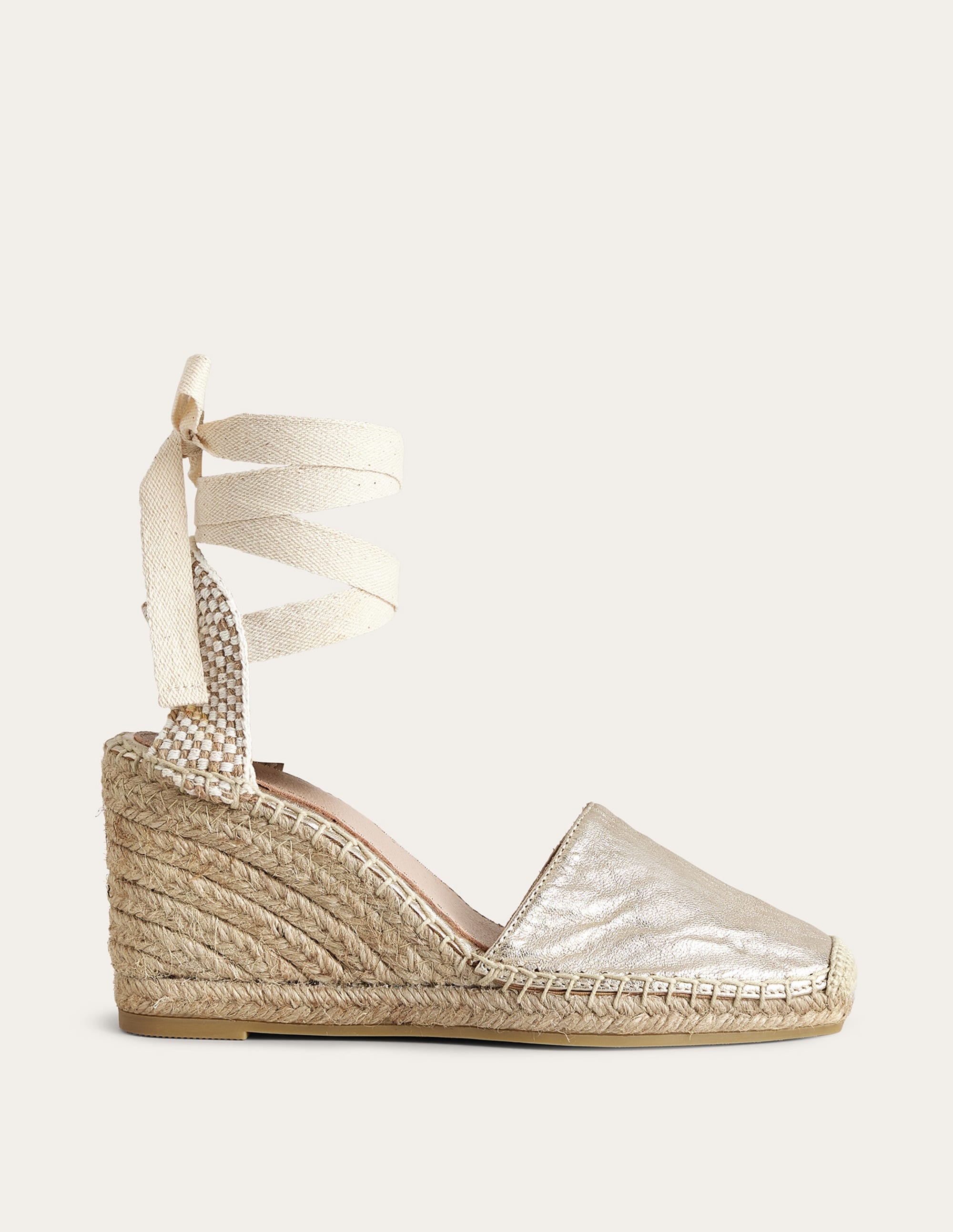 Esme Espadrille Wedges-Gold Metallic Leather - Image 1
