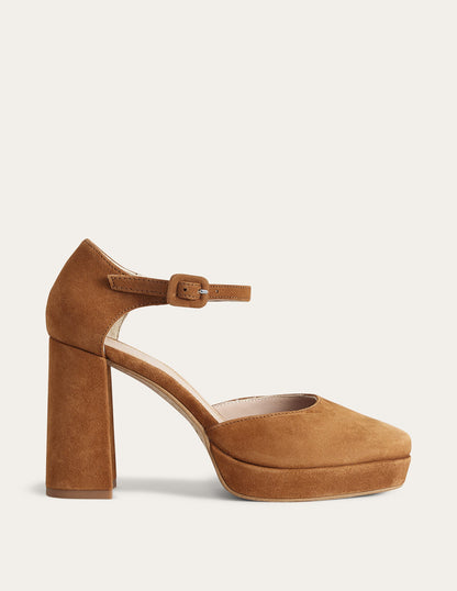 Closed-Toe Heeled Platforms-Ginger Snap Suede-1