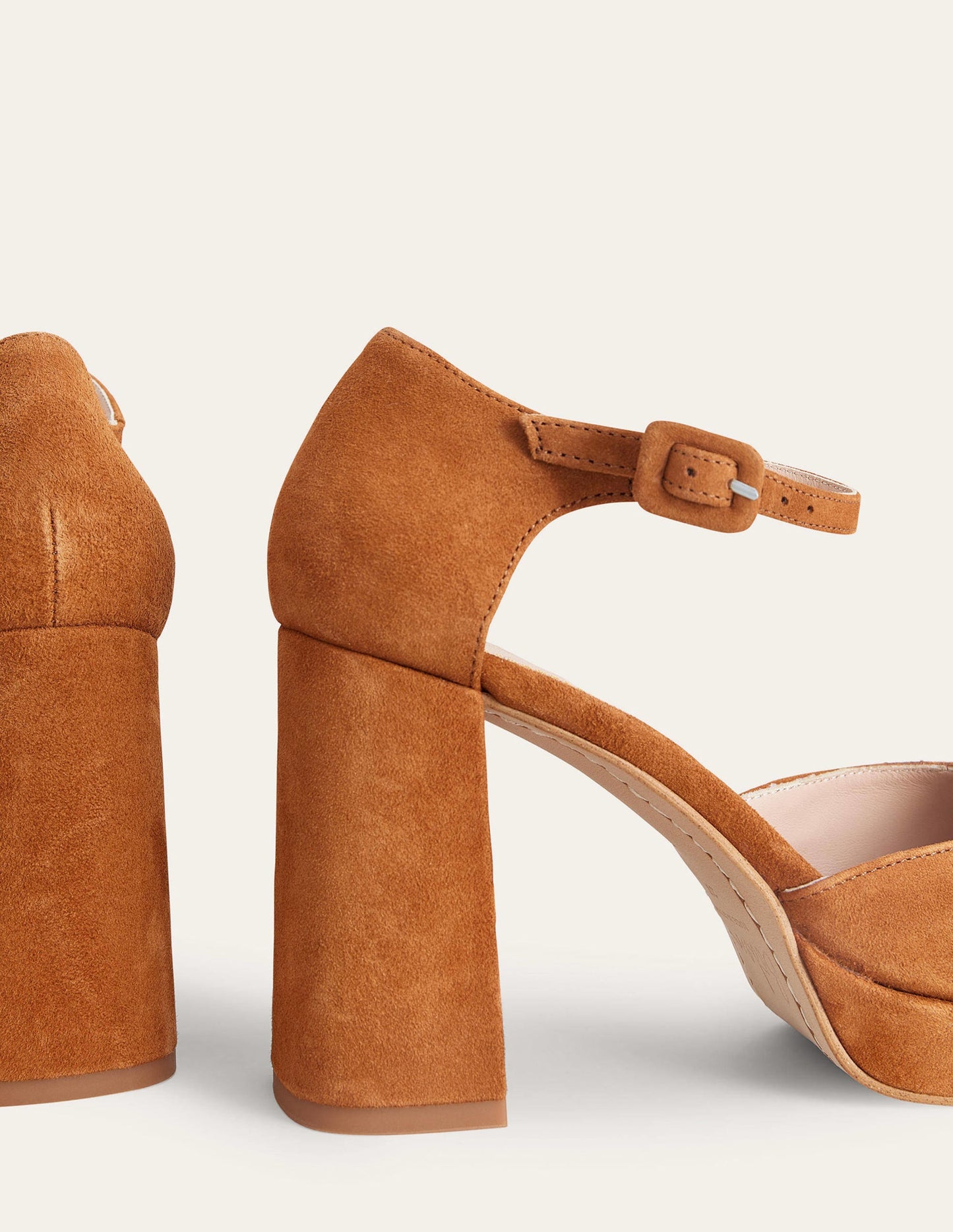 Closed-Toe Heeled Platforms-Ginger Snap Suede