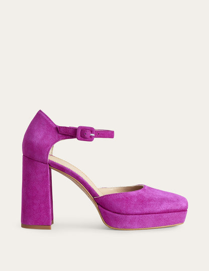 Closed-Toe Heeled Platforms-Deep Rose Violet Suede-1