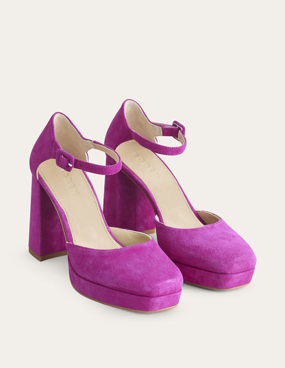 Closed-Toe Heeled Platforms-Deep Rose Violet Suede-2