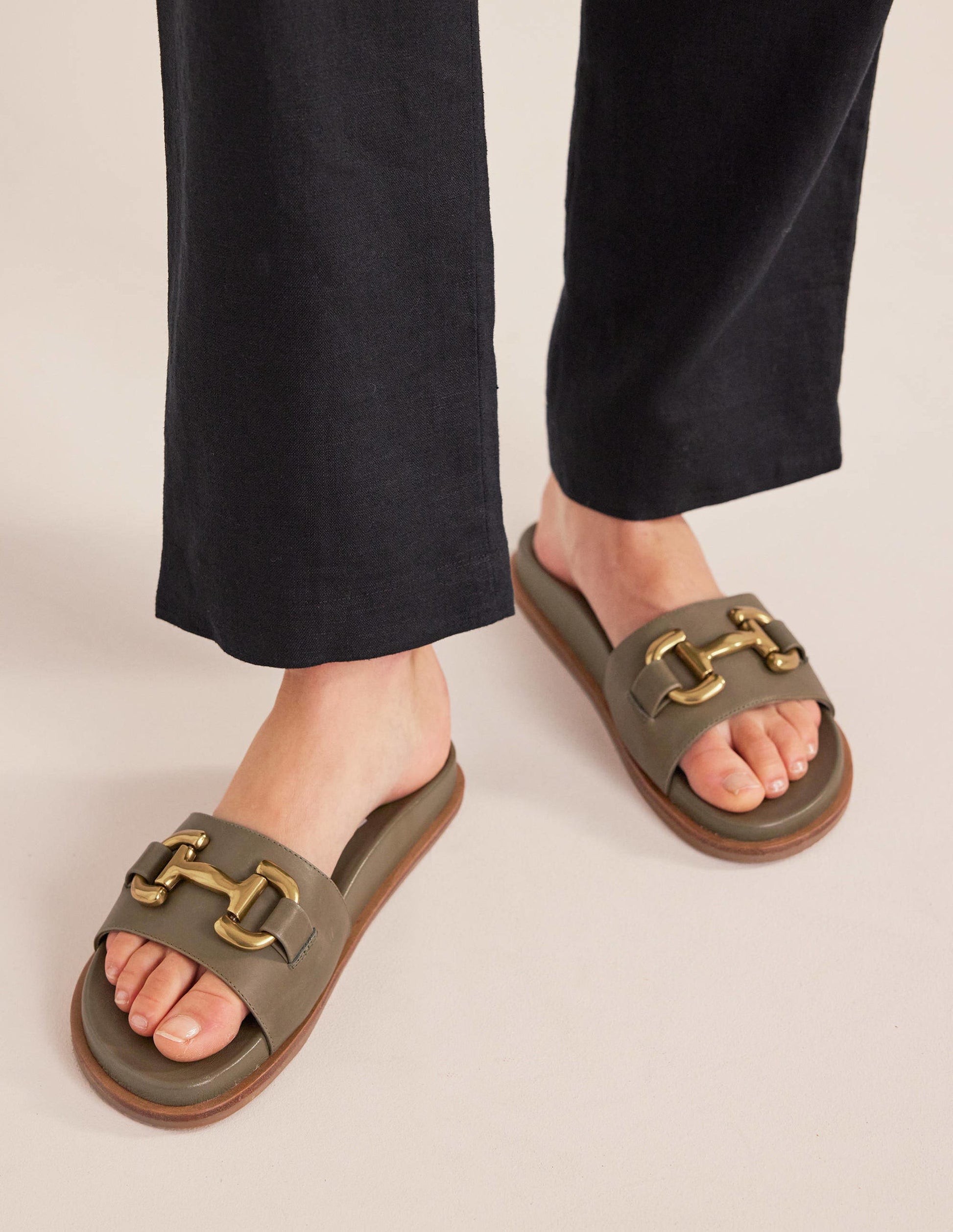 Iris Snaffle Slider Sandals-Deep Olive-1