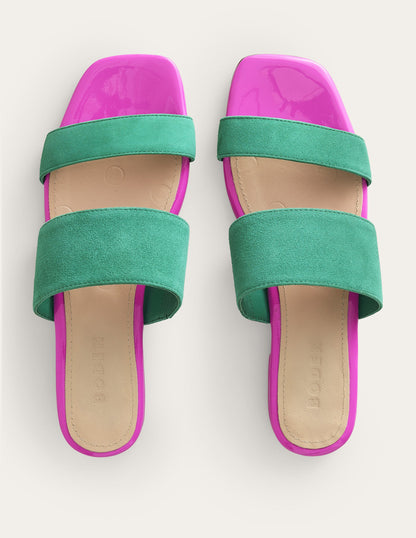 Two Strap Sandals-Green Pepper Leather