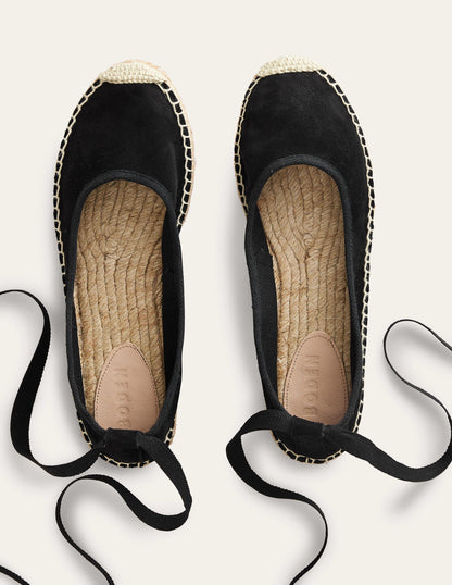 Ankle Tie Espadrilles-Black Suede-4