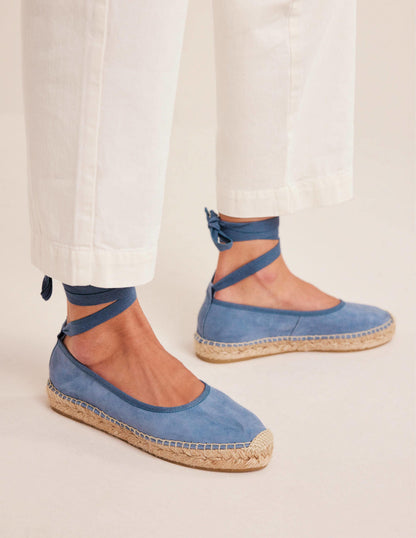 Ankle Tie Espadrilles-Corporal Blue-1