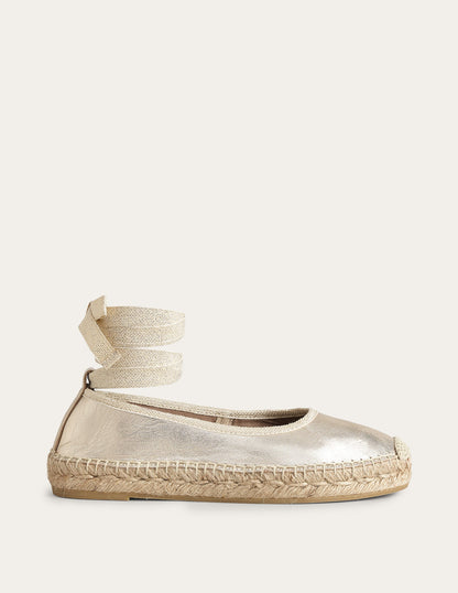 Ankle Tie Espadrilles-Gold Foil-1