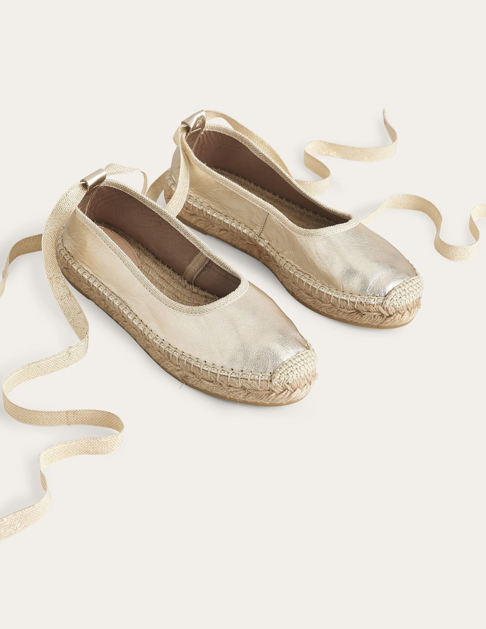 Ankle Tie Espadrilles-Gold Foil-2