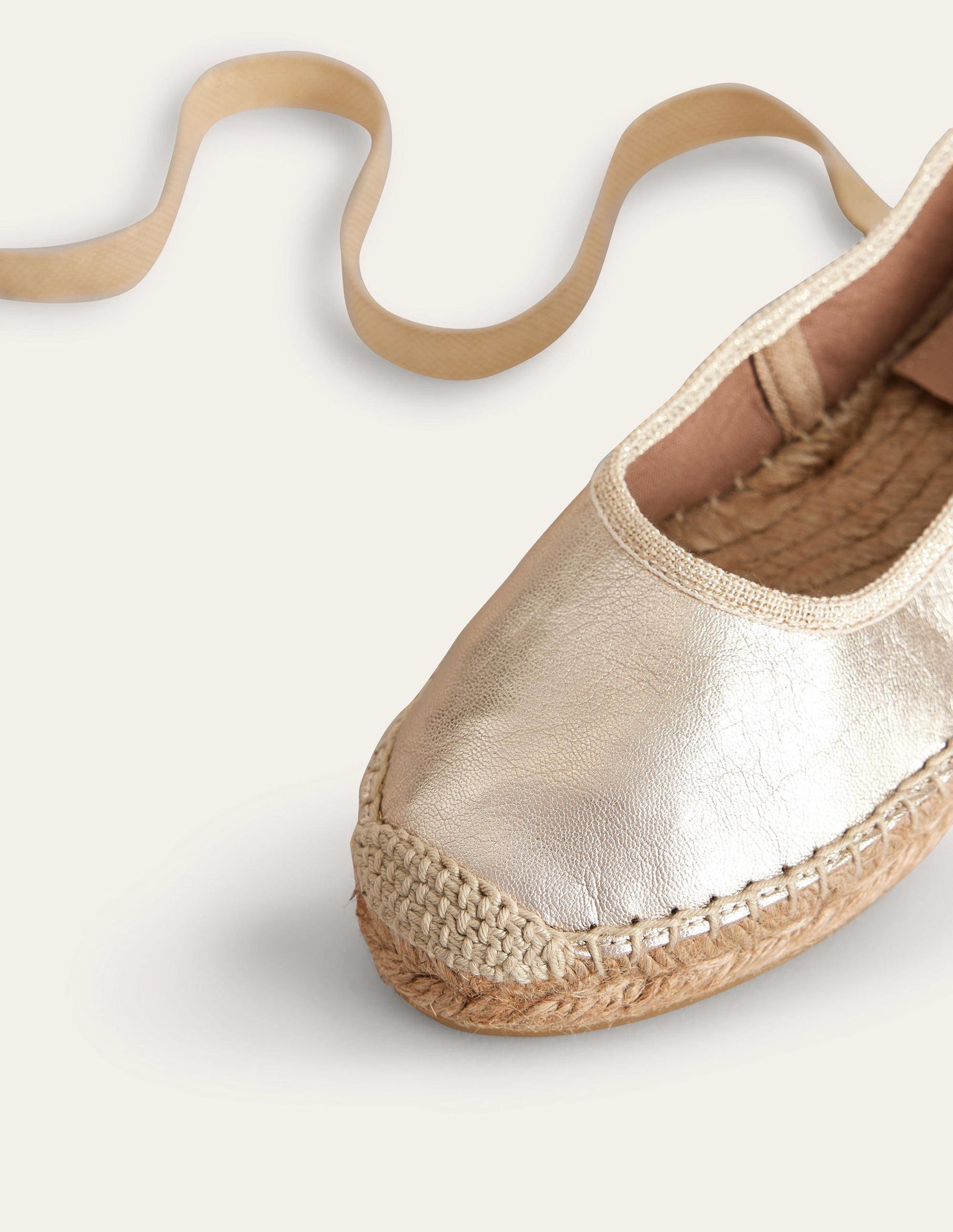 Ankle Tie Espadrilles-Gold Foil-3