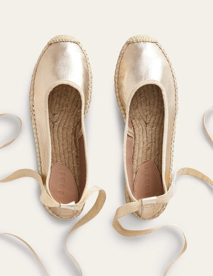 Ankle Tie Espadrilles-Gold Foil-4