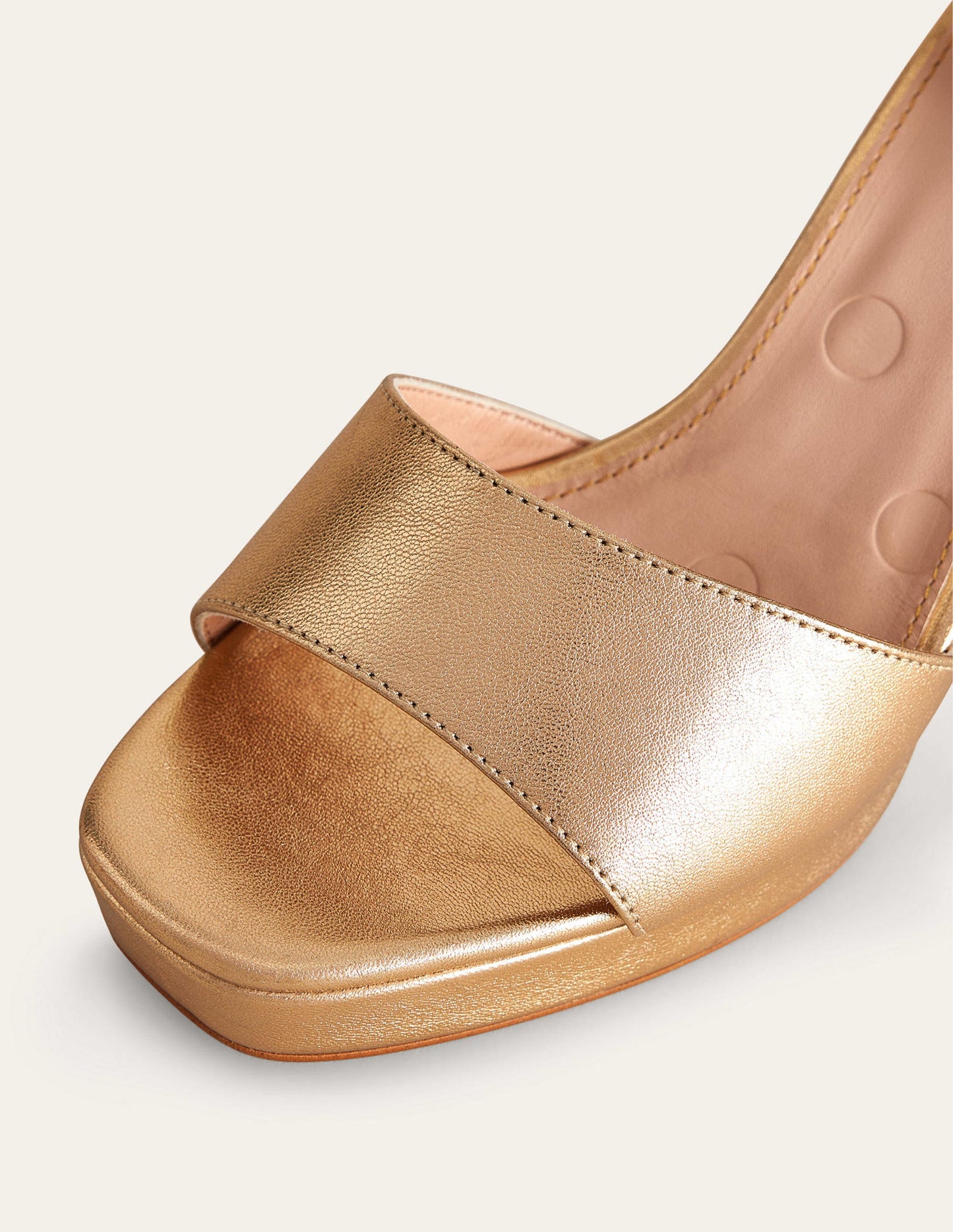 Heeled Platform Sandals-Gold Metallic Leather