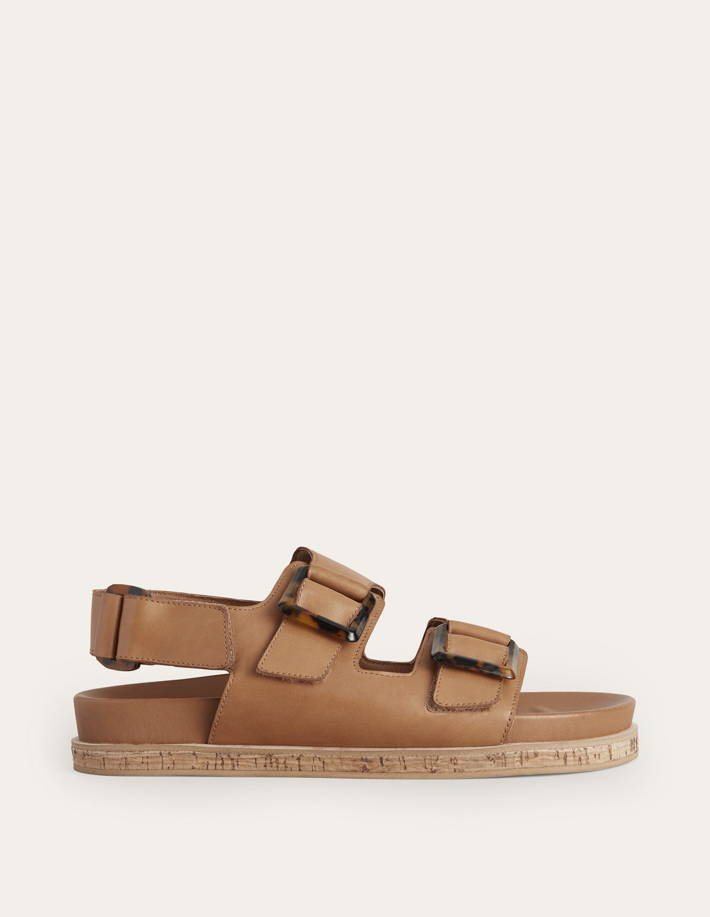 Chunky Flat Buckled Sandals-Golden Brown