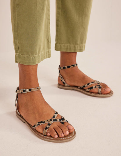 Easy Flat Sandals-Classic Leopard Pony Hair-1