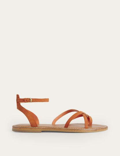 Easy Flat Sandals-Vermillon Red Suede-1
