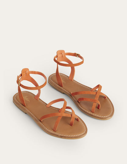 Easy Flat Sandals-Vermillon Red Suede-2