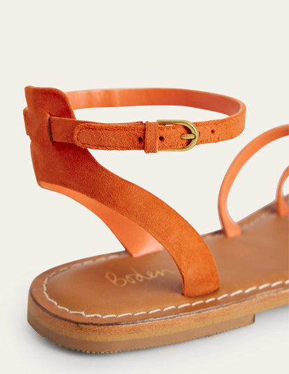 Easy Flat Sandals-Vermillon Red Suede-3