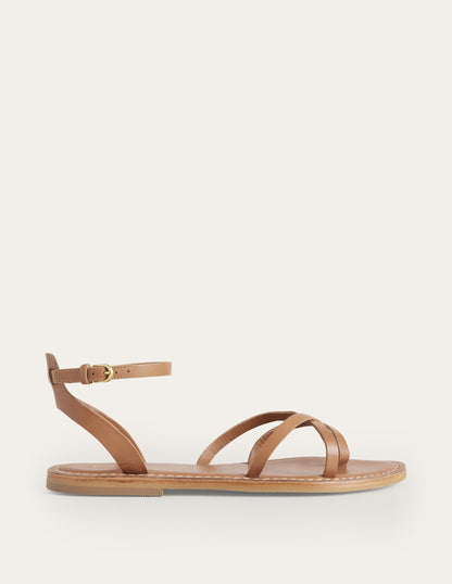 Easy Flat Sandals-Tan Leather-1