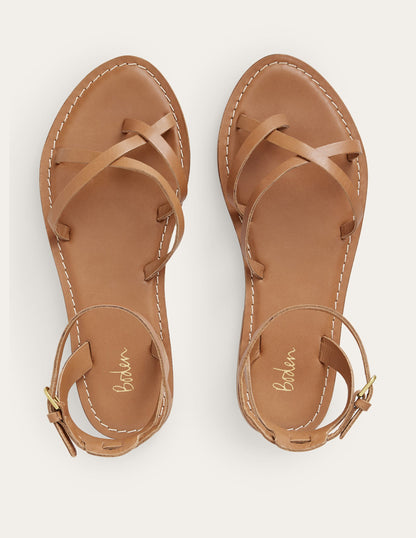 Easy Flat Sandals-Tan Leather-4