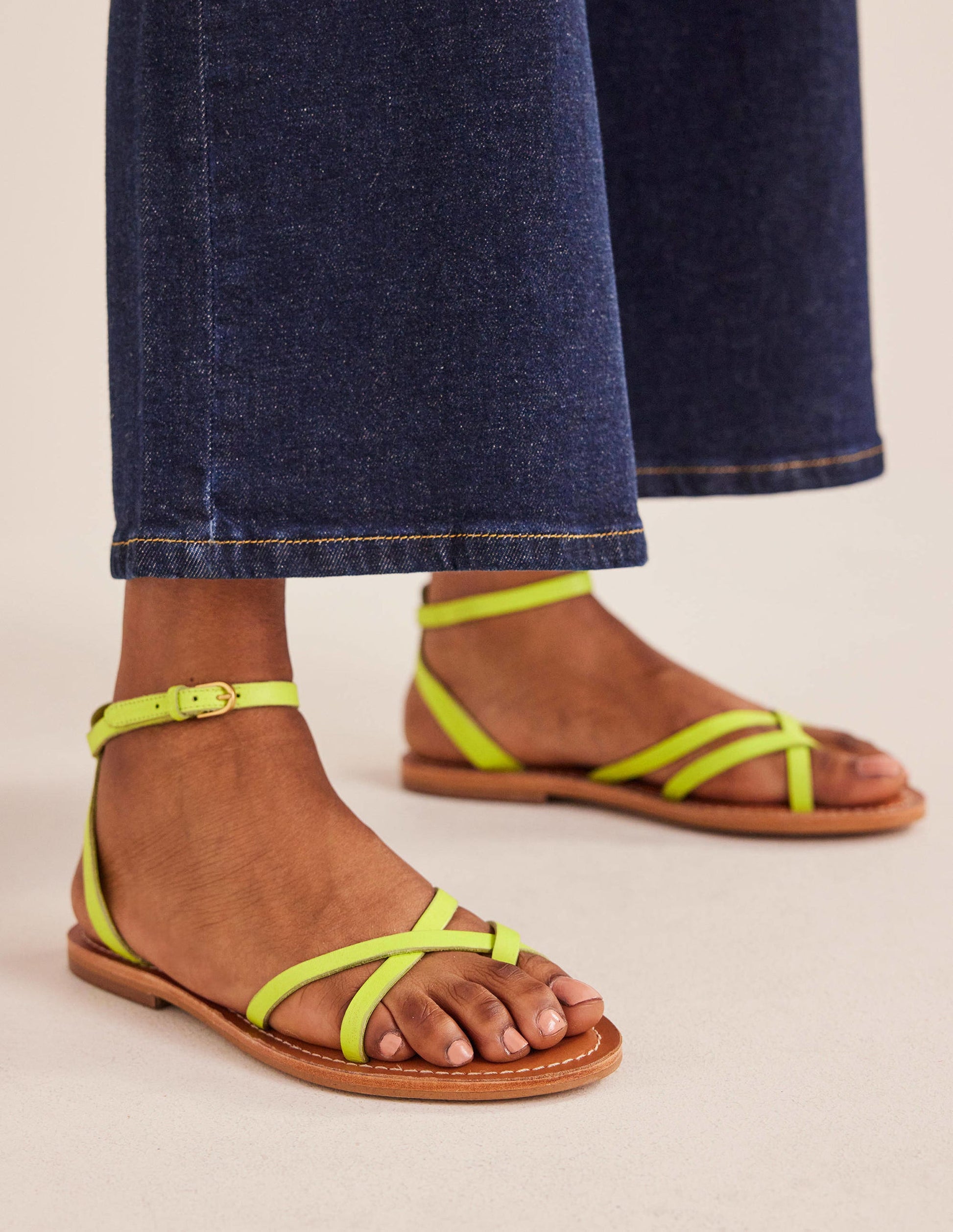 Easy Flat Sandals-Citrus Box Leather-1