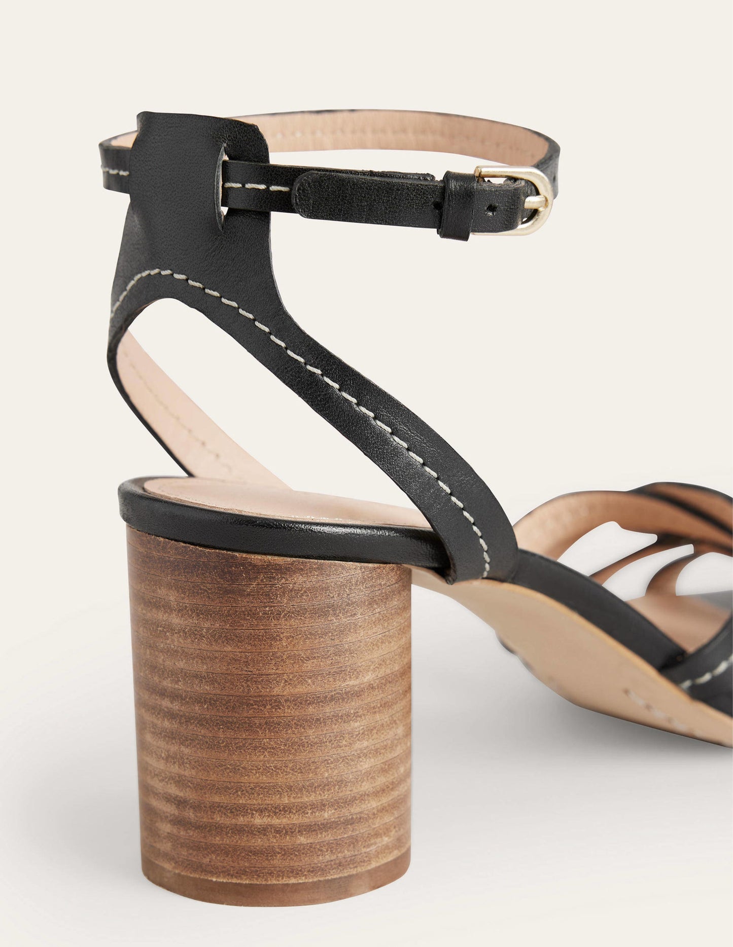 Multi Strap Heeled Sandals-Black Leather