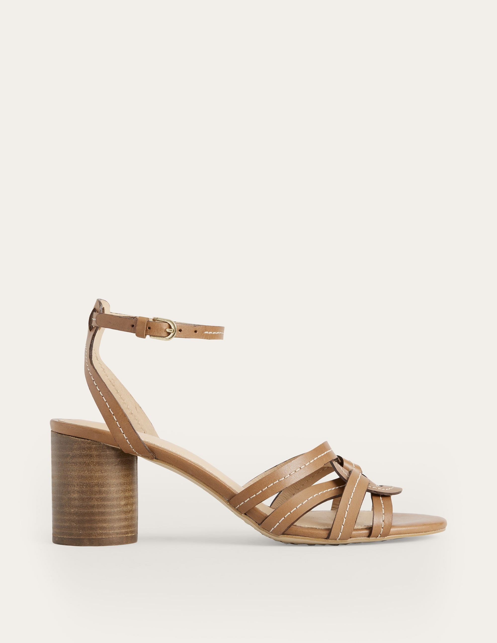 Multi Strap Heeled Sandals-Tan Leather - Image 1