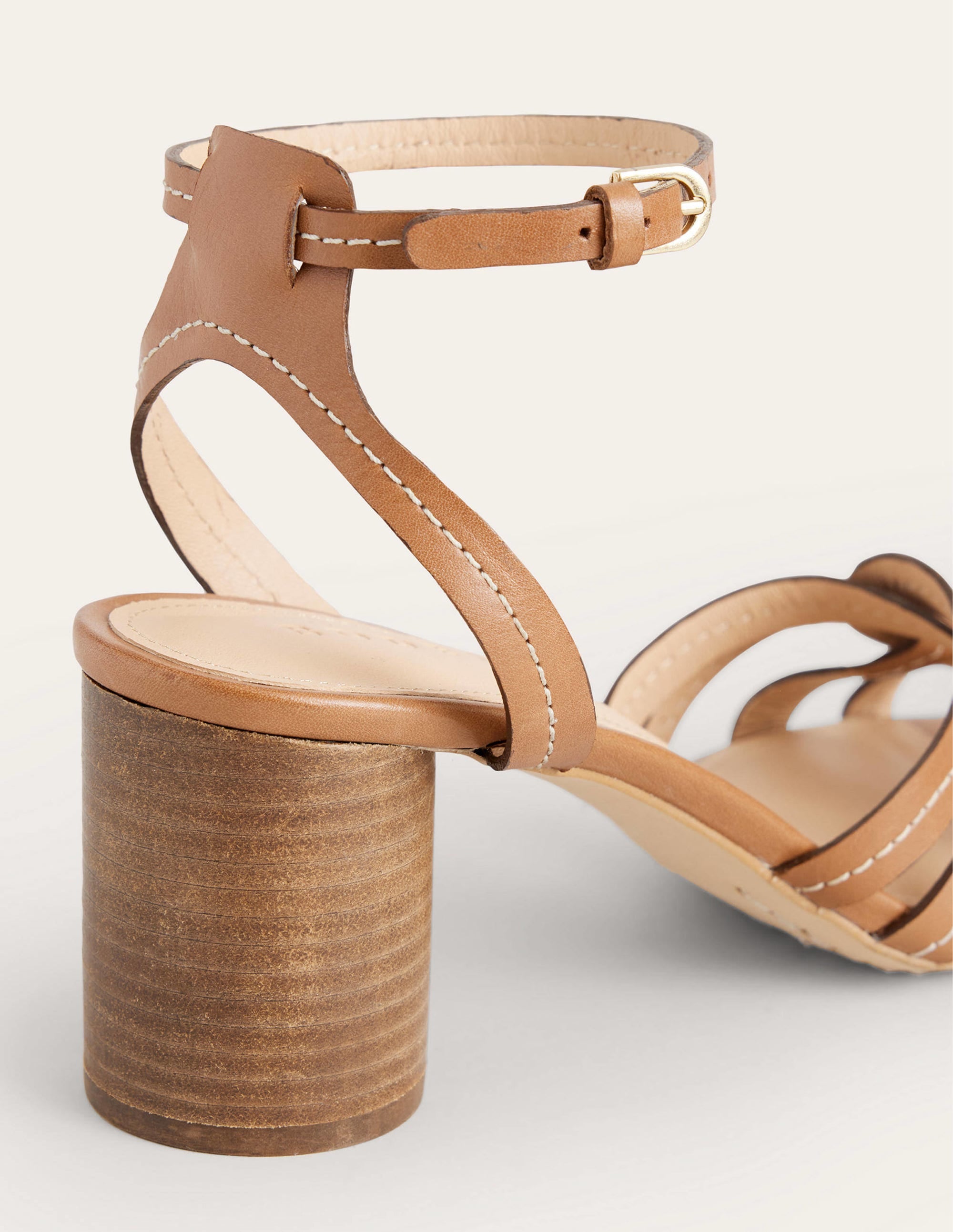 Multi Strap Heeled Sandals-Tan Leather - Image 3