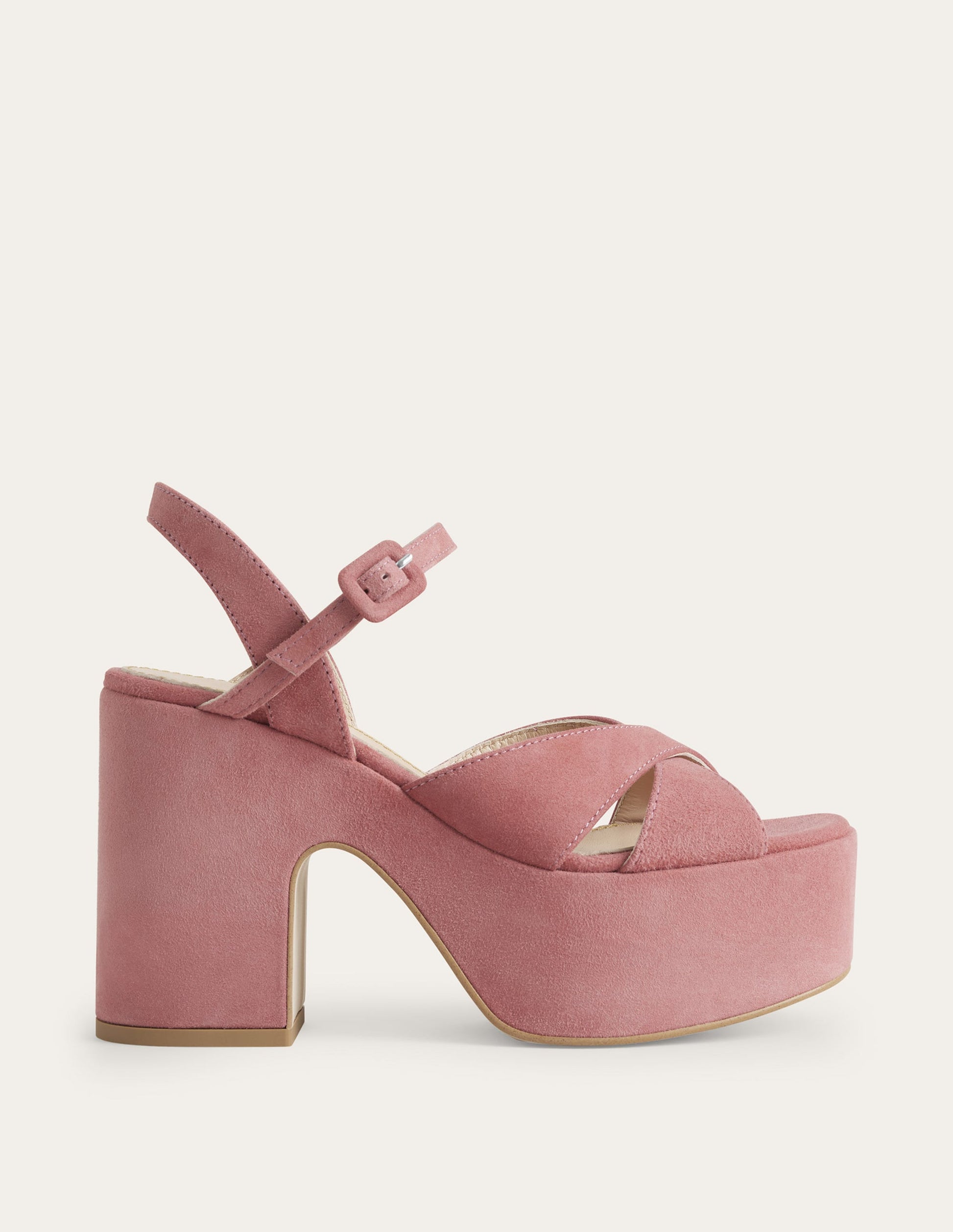Cross Strap Platform Wedges-Blush Suede-2