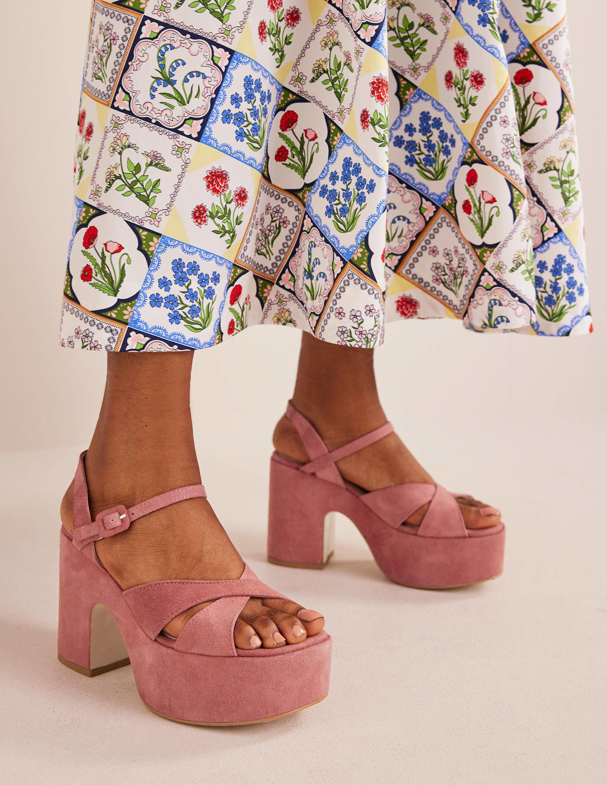 Cross Strap Platform Wedges-Blush Suede-1