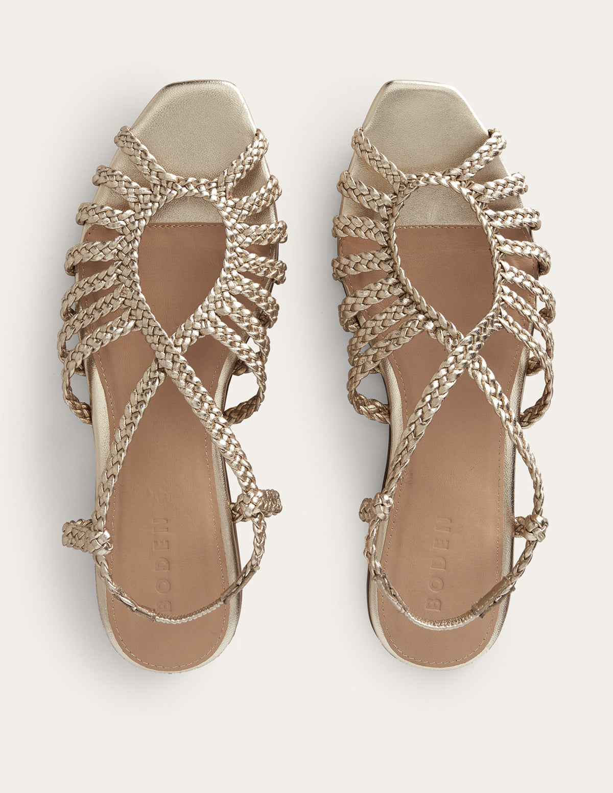 Woven Multistrap Flat Sandals-Gold - Image 5