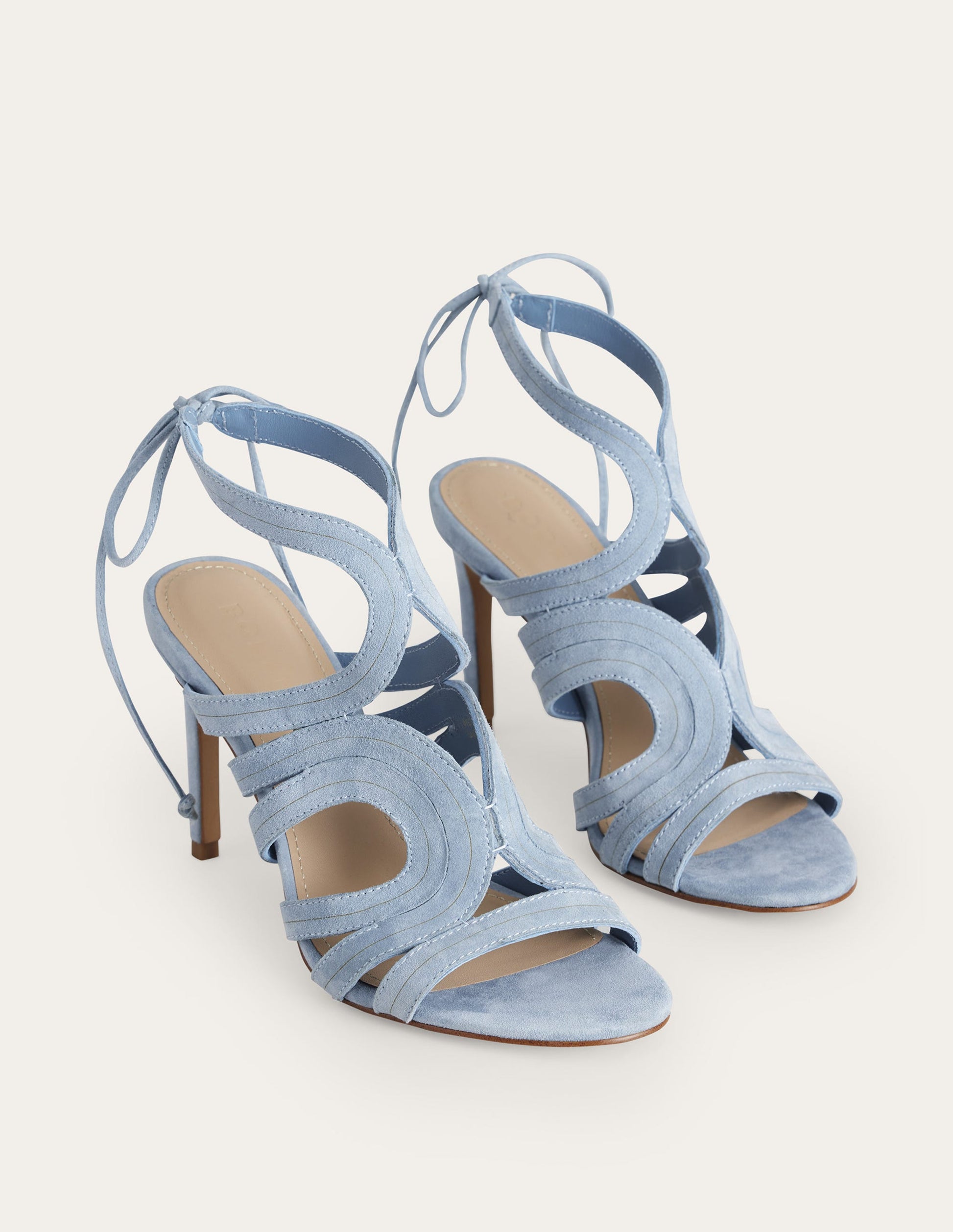 Cut Out Heeled Sandals-Delph Blue Suede-3
