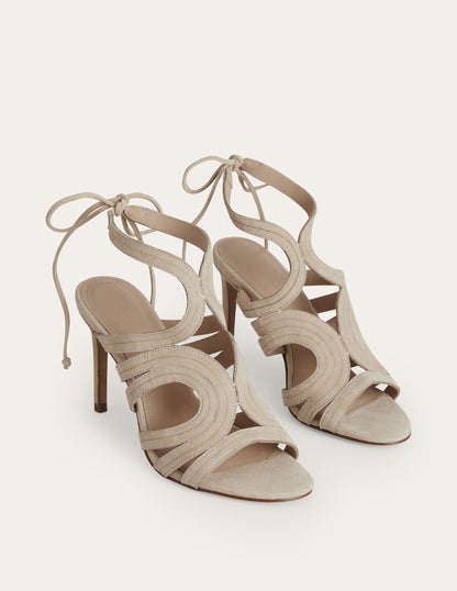 Cut Out Heeled Sandals-Oatmeal Suede-3