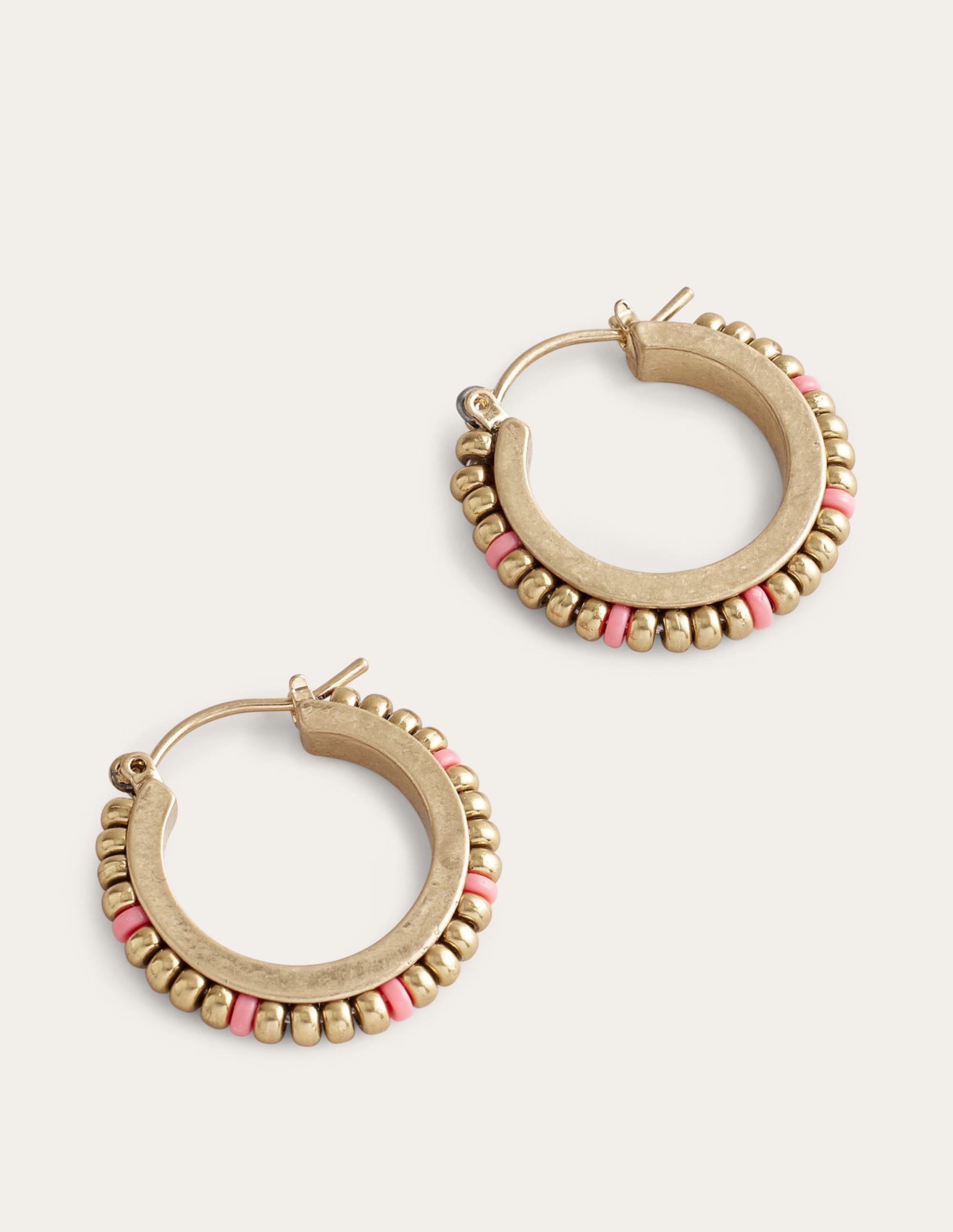 Small Beaded Hoops-Pink - Image 1