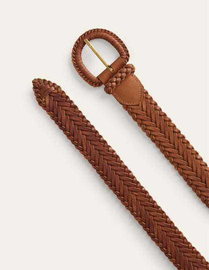 Woven Leather Belt-Tan