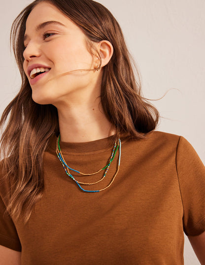 Beaded Necklace-Blue Multi-1