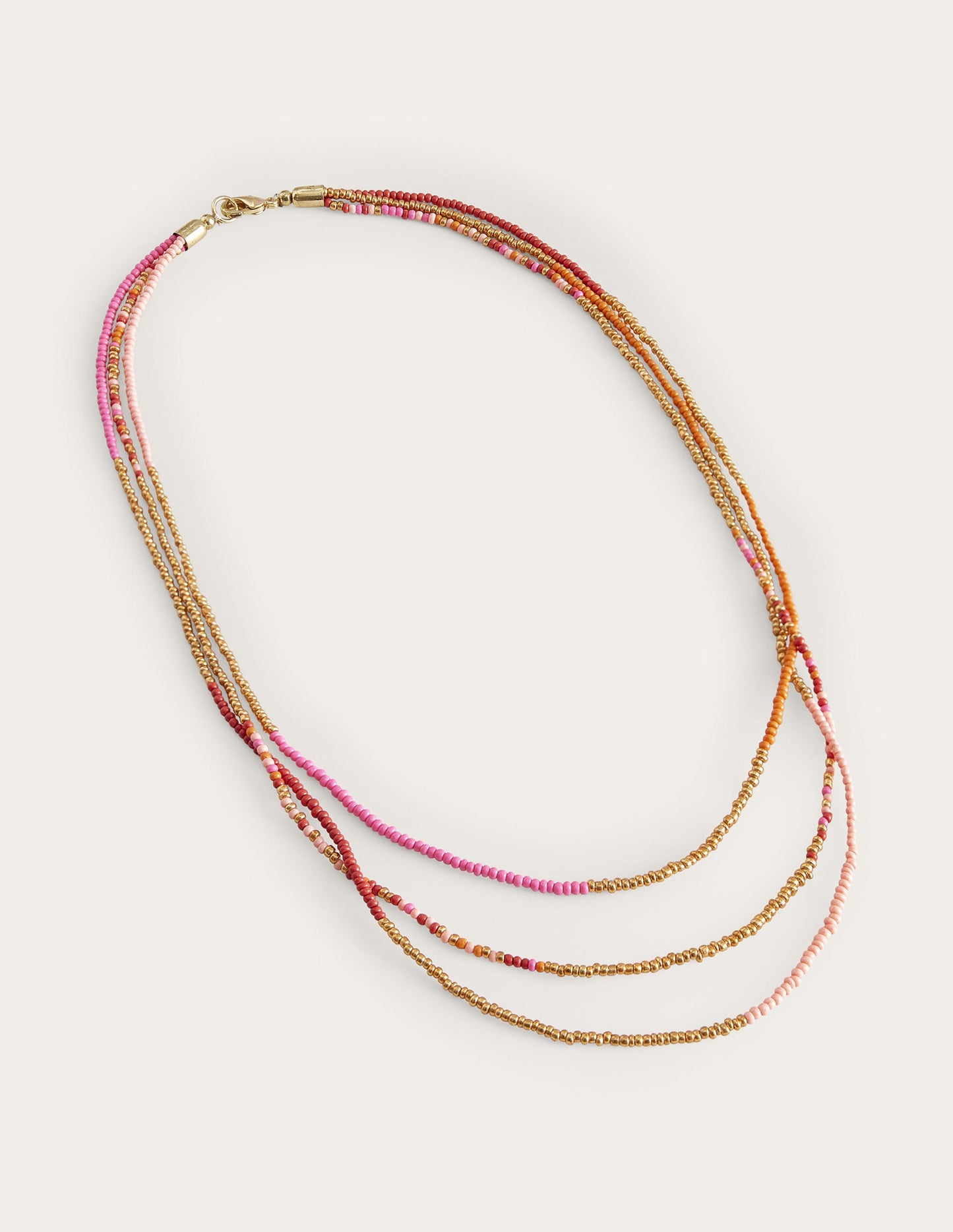 Beaded Necklace-Pink Multi