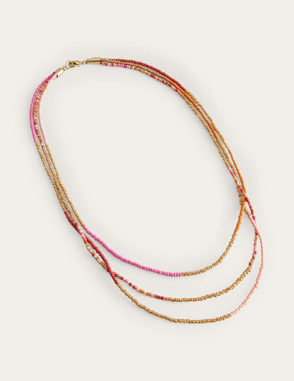 Beaded Necklace-Pink Multi-2
