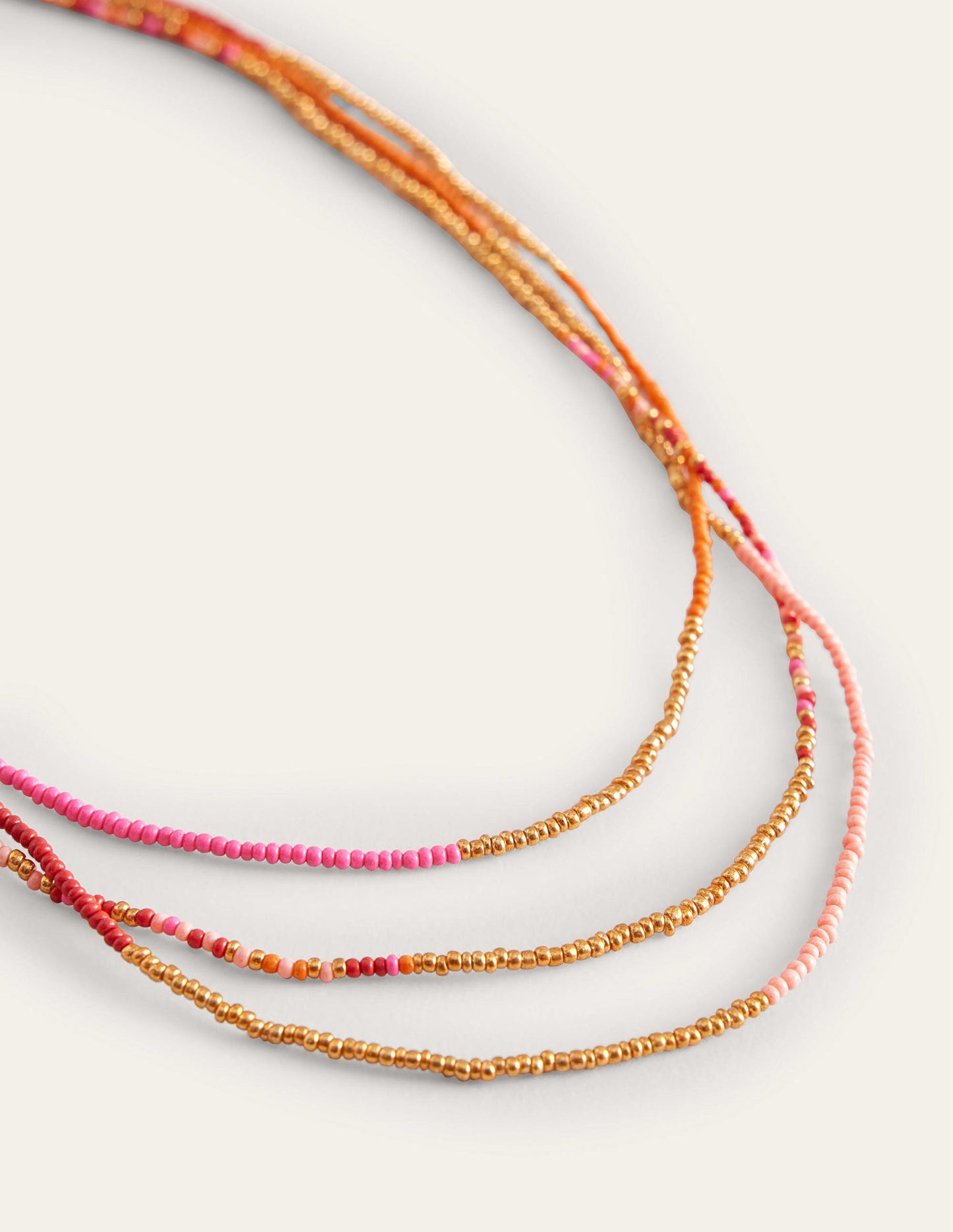 Beaded Necklace-Pink Multi